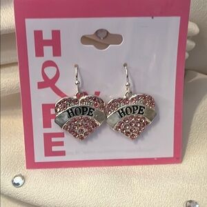 Breast Cancer Awareness Pink Heart 'Hope' Earrings
